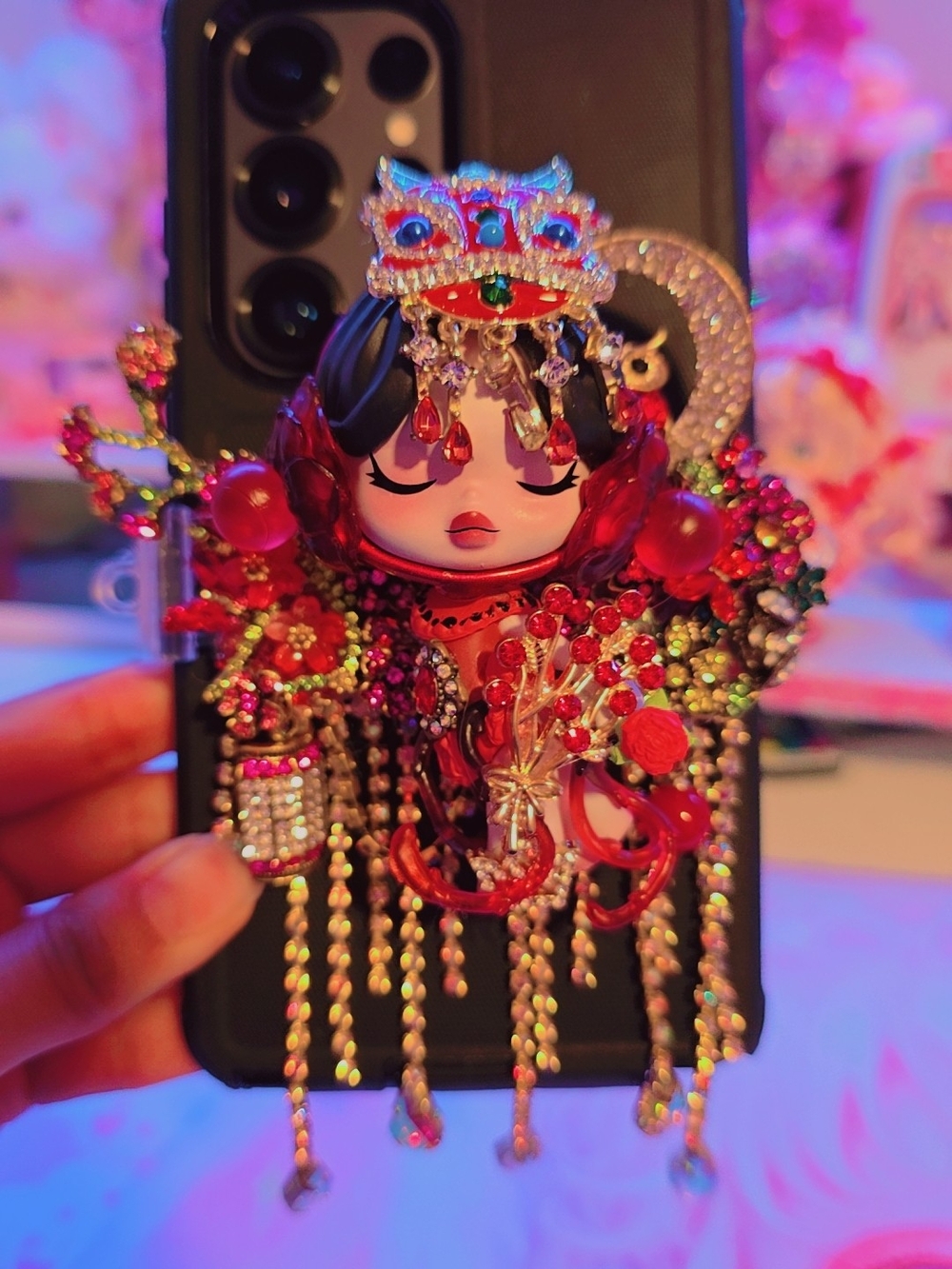 Ornate Red Jeweled Phone Clip